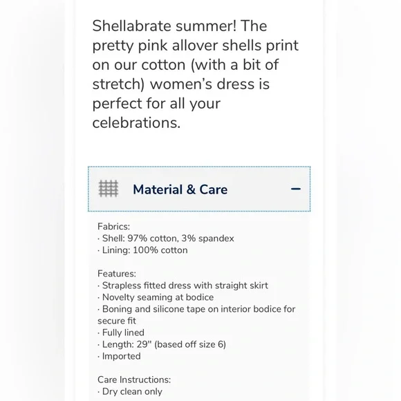 VINEYARD VINES SHELLS ALLOVER PRINT STRAPLESS DRESS    NEW - Picture 11 of 12